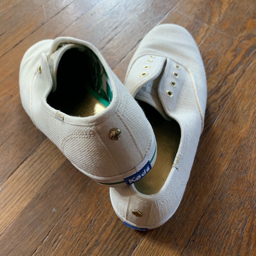 Kate Spade cream Keds Boho Laceless Slip Ons